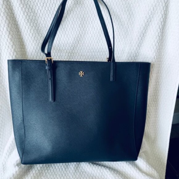 NWOT Tory Burch Emerson Medium Saffiano Leather Tote Navy Laptop Bag - Picture 4 of 10